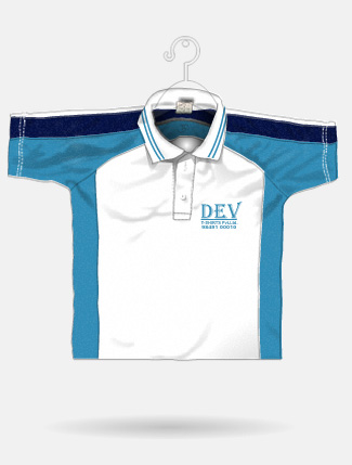 White + Feroze Blue + Navy Blue